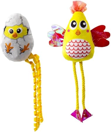 Kong Scrattles Duos Chicken and Egg Crinkle and Rattle Catnip Cat Toy - 2 Pack