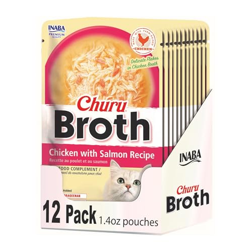 Inaba Churu Broth Chicken and Salmon Wet Cat Food or Topper Pouch - 1.4 Oz - 12 Pack Default Title