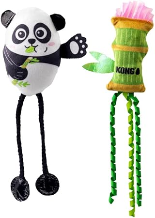 Kong Scrattles Duos Panda and Bamboo Crinkle and Rattle Catnip Cat Toy - 2 Pack