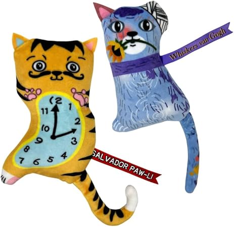 Kong Artz Dali and Van Gogh Ribbon and Tail Crackle and Plush Catnip Cat Toy - 2 Pack