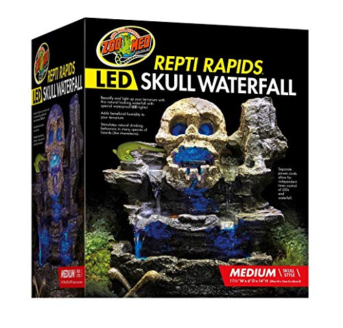 Zoo Med Laboratories ReptiRapid LED Skull Waterfall Kit Reptile Terrarium Décor - Small  