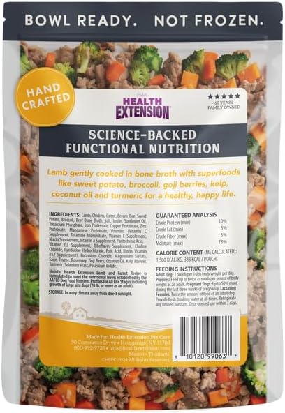 Health Extension Gently Cooked Lamb and Carrot in Bone Broth Wet Dog Food Pouch