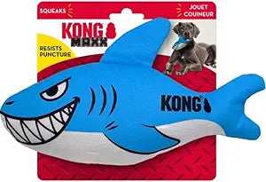 Kong Maxx Ballistic Shark Puncture-Proof Dual-Layered Squeak and Nylon Plush Dog Toy - Medium