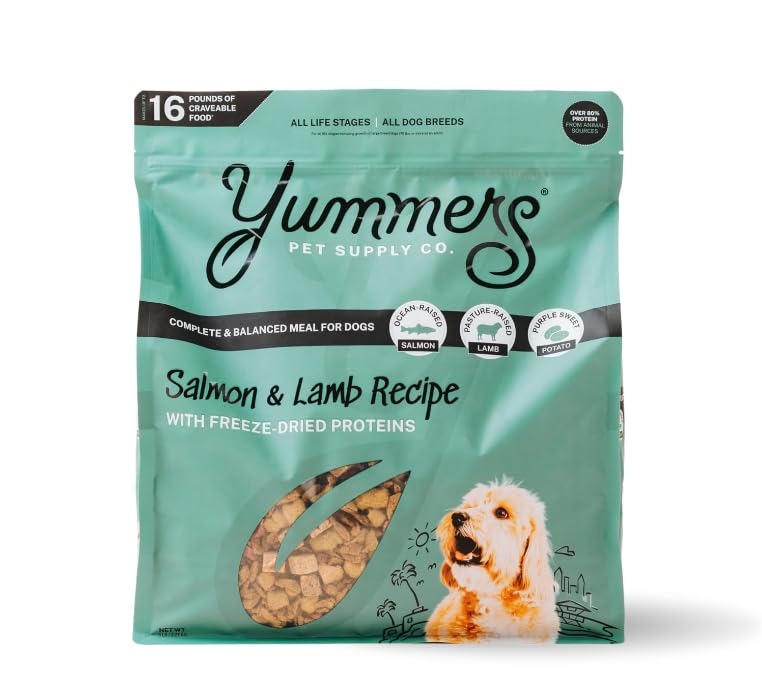 Yummers High-Protein Salmon and Lamb Recipe Freeze-Dried Dog Food 5 Pounds