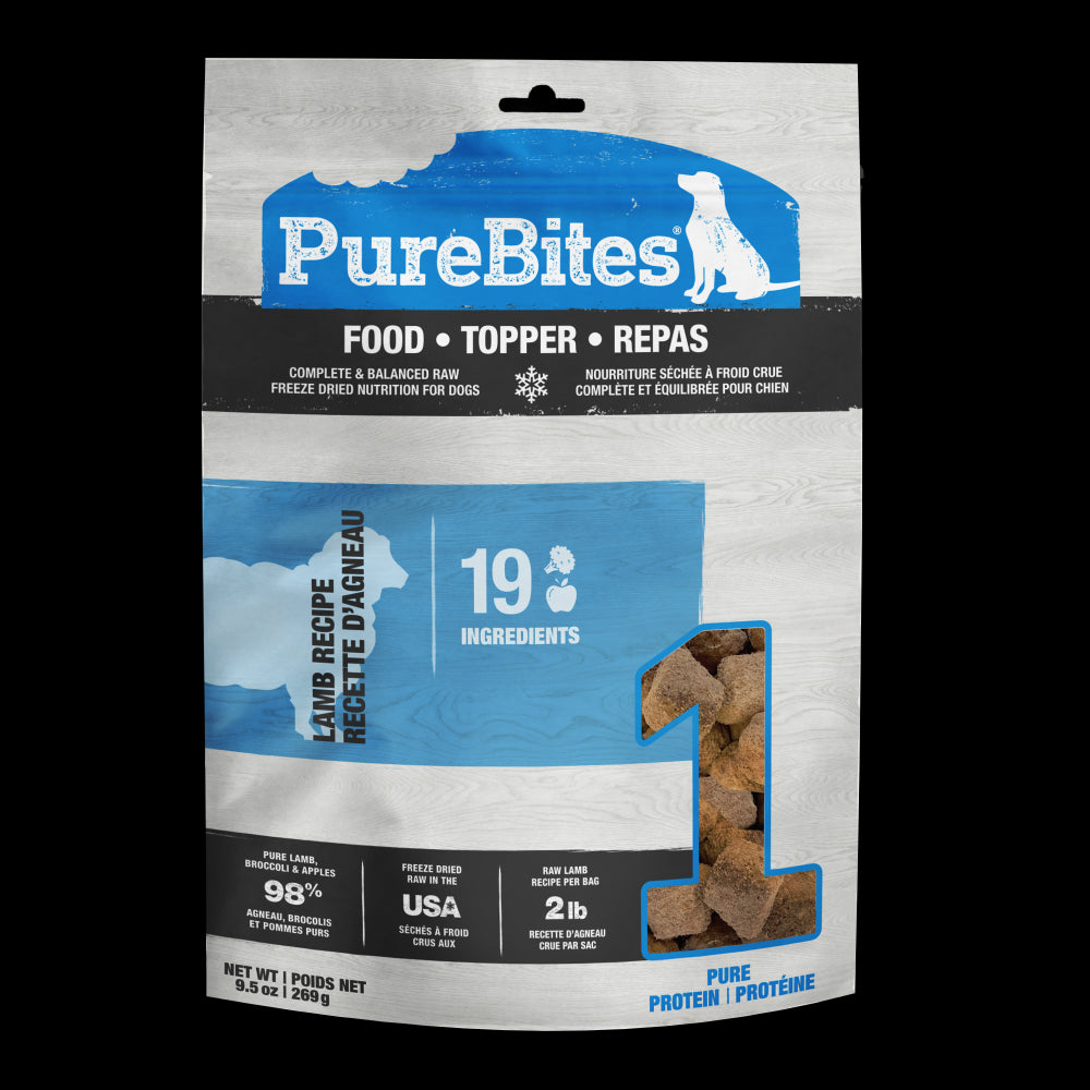 Purebites Lamb Broccoli and Apples Recipe Freeze-Dried Raw Dog Food Topper Pouch 2.9 Ounce