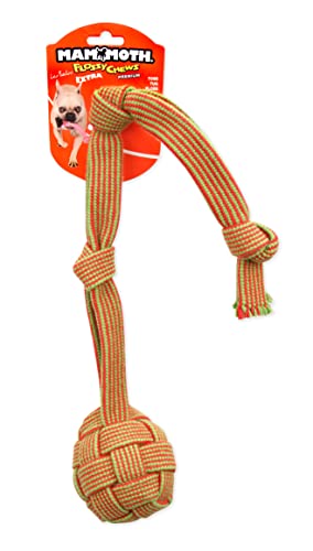 Mammoth Pet Products Extra Floss Webbing Ball and Rope Tug Dog Toy Large - 3.75 Inch