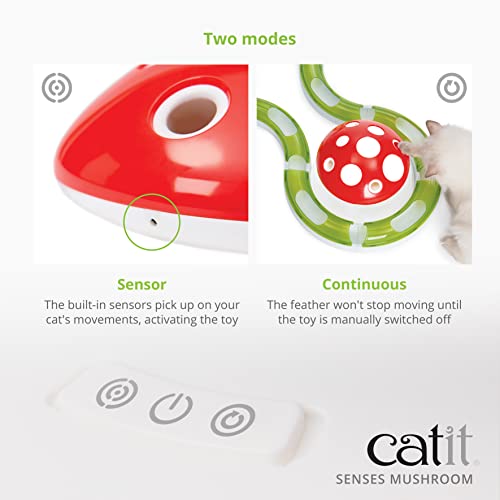 Catit Senses 2.0 Mushroom and Feather 360-Degree Battery Operated Interactve Teaser Cat Toy