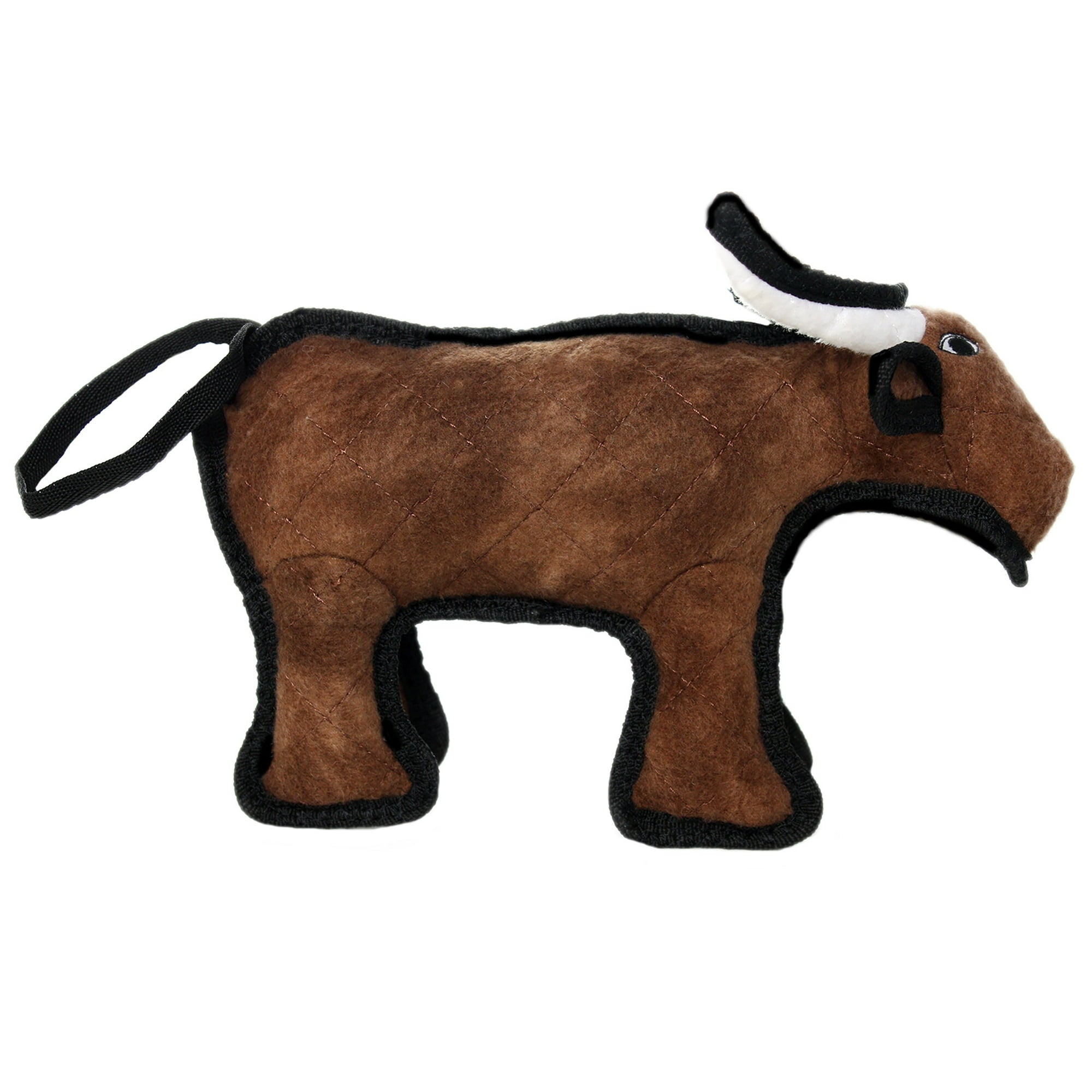 Tuffy Junior Barnyard Bull Reinforced Durable Squeak and Floating Plush Dog Toy - Brown