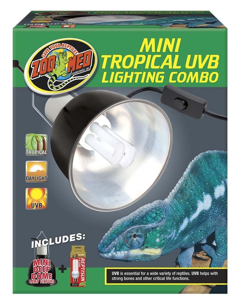 Zoo Med Laboratories Tropical UVB Light and Lamp Fixture Combo Kit - Mini - 50 Watt and upto 100 Watt  