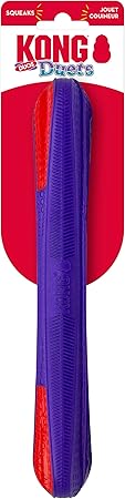 Kong Duets Duos Lightweight Bouncing Stick Multi-Surfaced Squeak and Fetch Rubber Dog Toy - Large