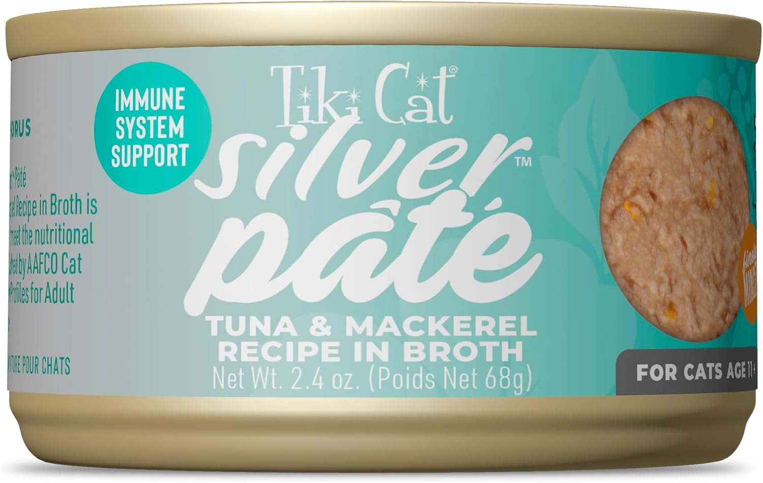 Tiki Cat Silver Pate Grain-Free Tuna and Mackerel in Broth Senior Adult Canned Cat Food - 2.4 Oz - Case of 12 Default Title