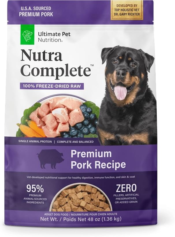Ultimate Pet Nutrition Nutra Complete Premium Pork and Antioxidants Freeze-Dried Raw Dog Food 48 Ounce