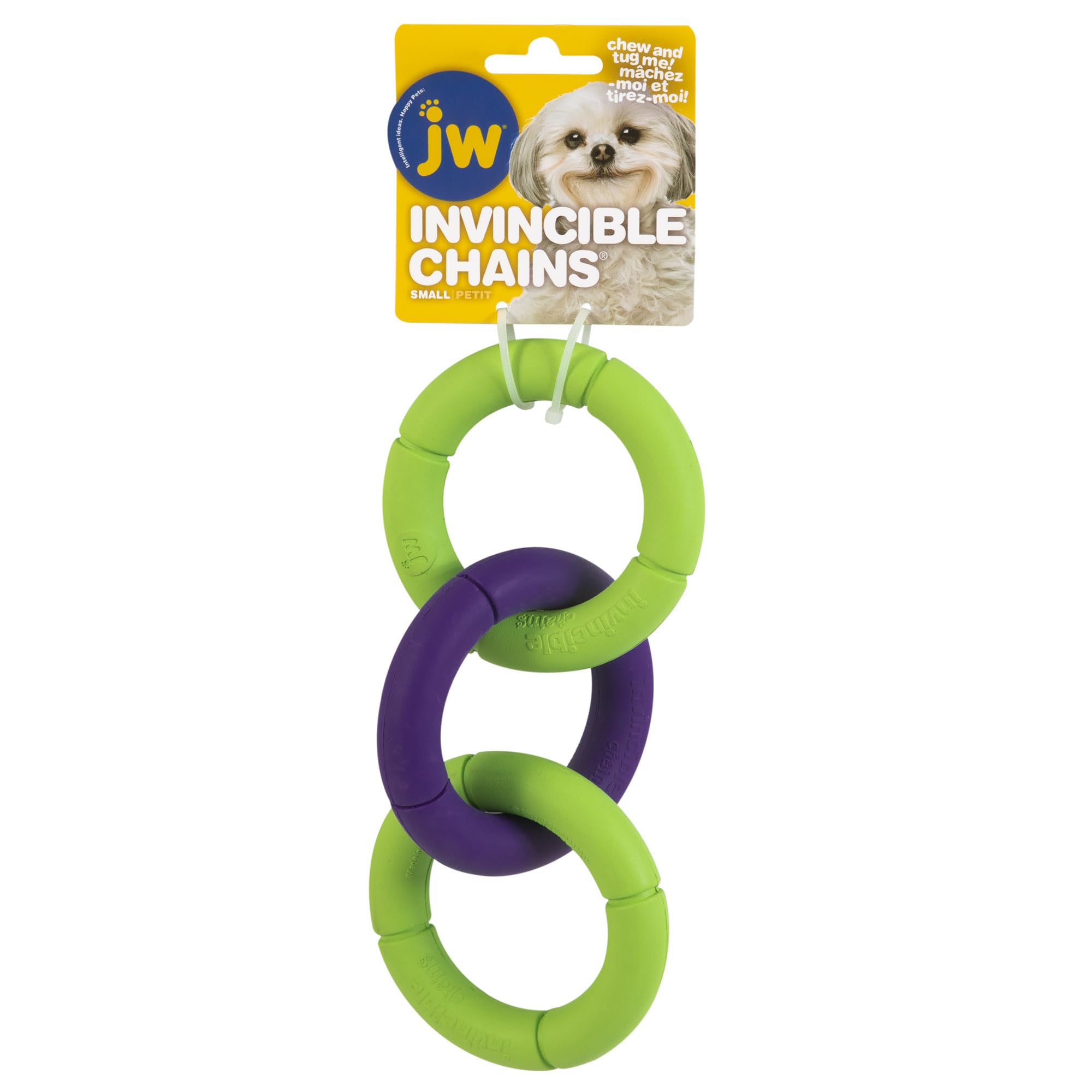 JW Pet Invincible Chains Double Link Tug Chew and Fetch Rubber Dog Toy Small