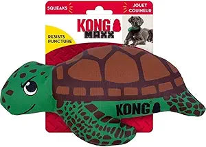 Kong Maxx Turtle Ballistic Puncture-Proof Dual-Layered Squeak and Nylon Plush Dog Toy - Medium
