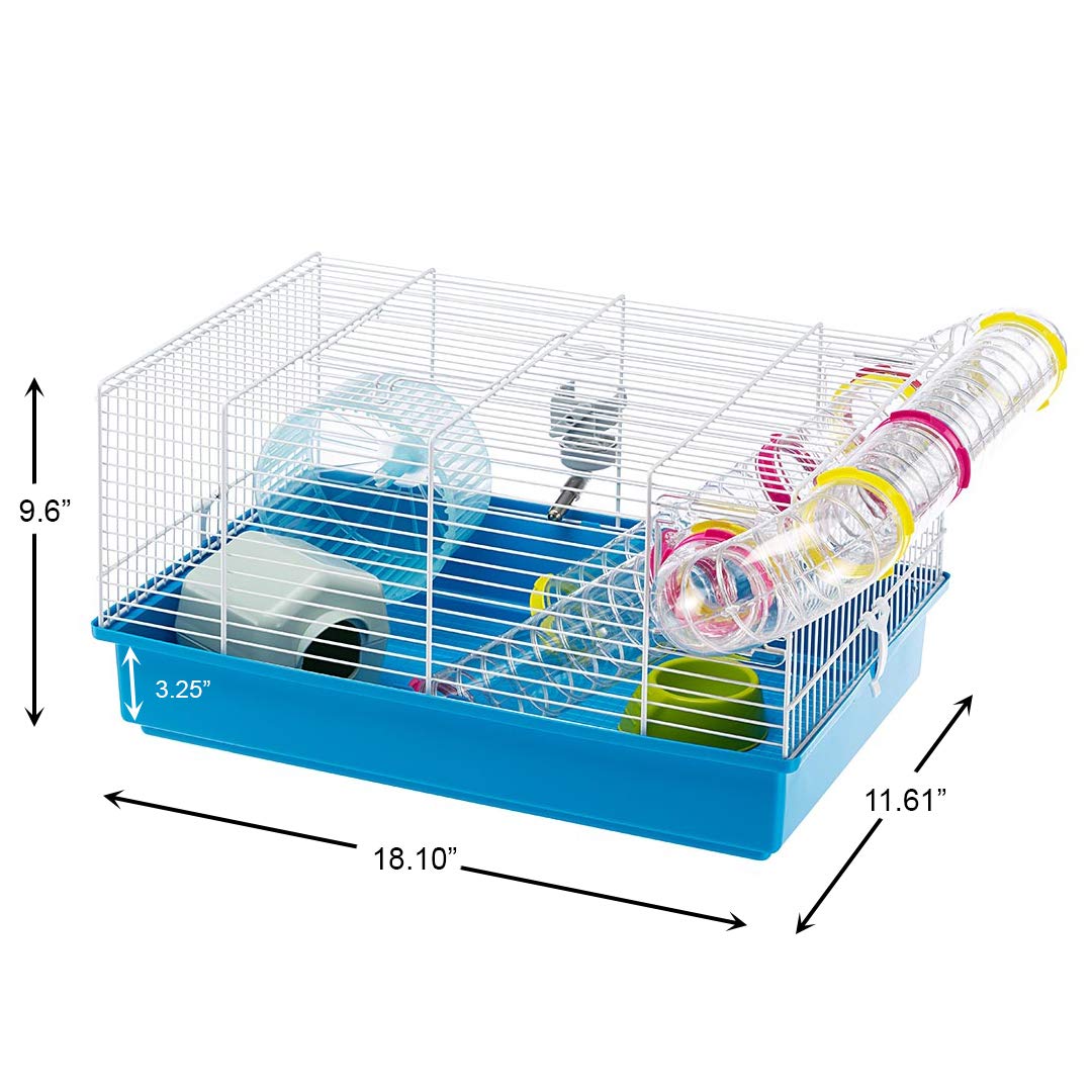 Ferplast Paula Fun and Interactive Hampster Cage includes Accessories - Blue/White - 18" X 11.6" X 9.6" Inches  