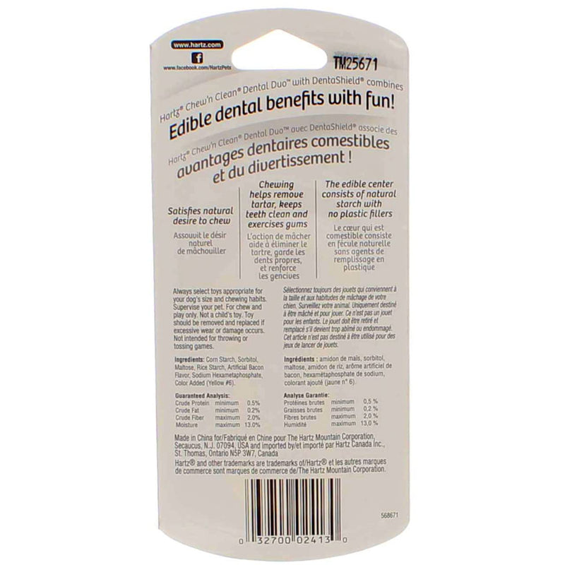 Hartz Mountain Chew N' Clean Clean Dental Duo Bacon Flavored Dog Toy