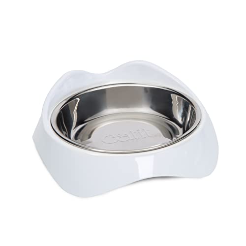 Catit PIXI Feeding Dish Pet Food Bowl with Removable Stainless Steel Bowl - White Default Title