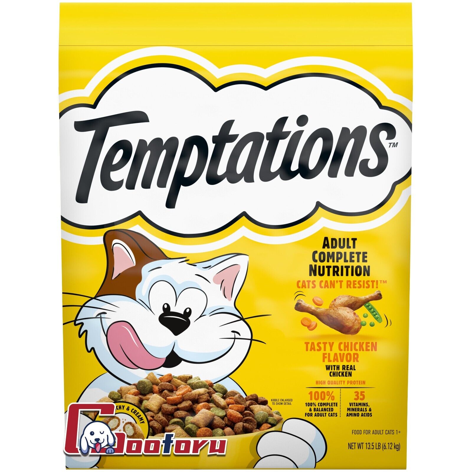 Whiskas Temptations Tasty Chicken Crunch and Creamy Adult Dry Cat Food - 3.15 Lbs - Case of 4