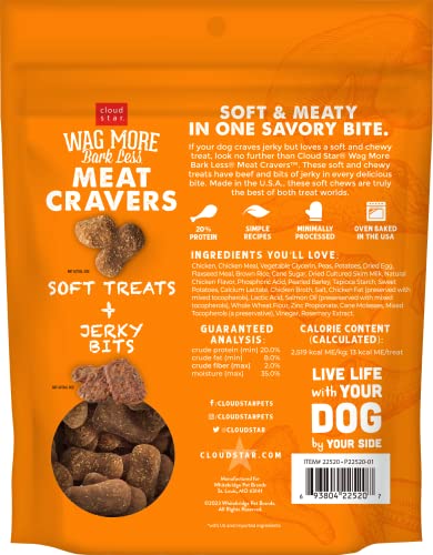 Cloudstar Wag More Bark Less Meat Cravers Chicken and Chicken Jerky Soft and Chewy Dog Treats - 5 Oz