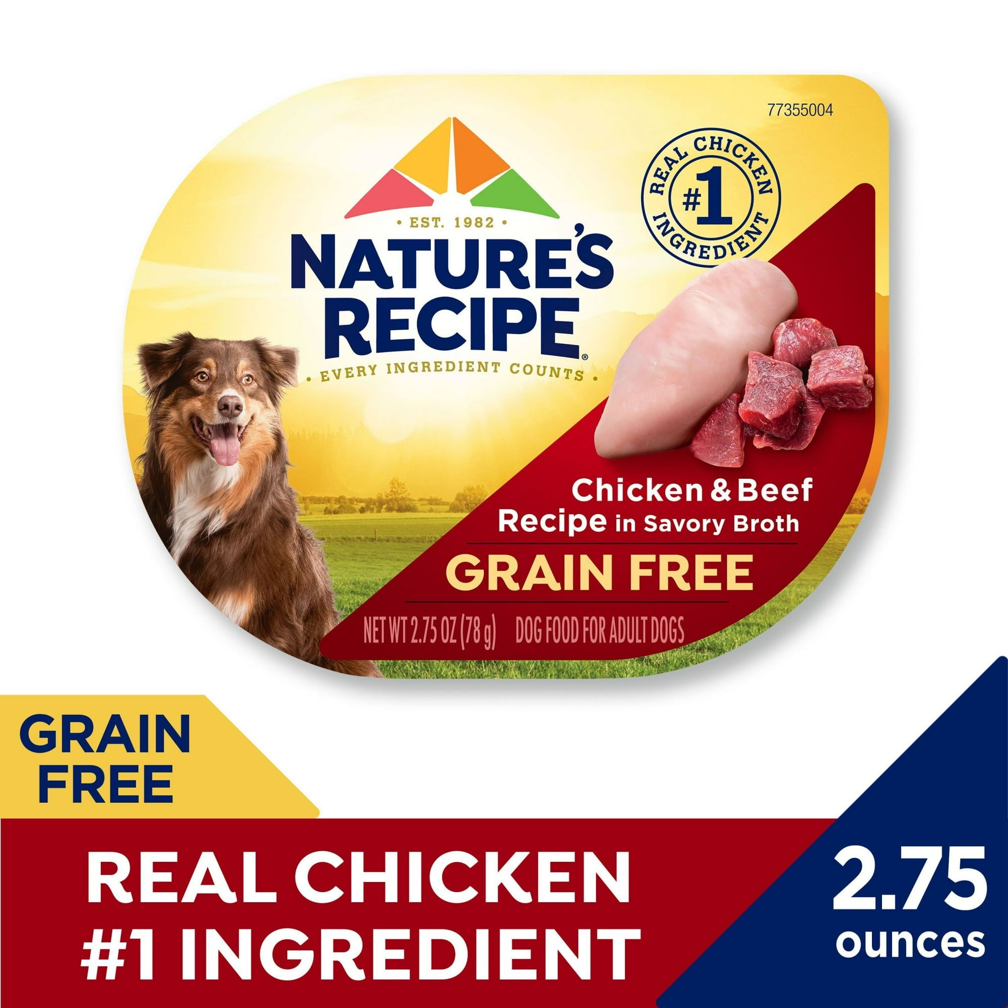 Nature's Recipe Prime Blends Grain-Free Chicken and Beef in Broth Wet Dog Food Trays - 2.75 Oz - Case of 12