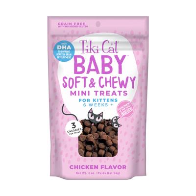 Tiki Cat Baby Mini Treats Chicken Flavored Kitten Soft and Chewy Cat Treats - 2 Oz - Case of 8