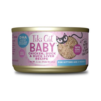 Tiki Cat Baby Grain-Free Chicken Duck and Duck Liver Shreds Kitten Canned Cat Food - 2.4 Oz - Case of 12 Default Title