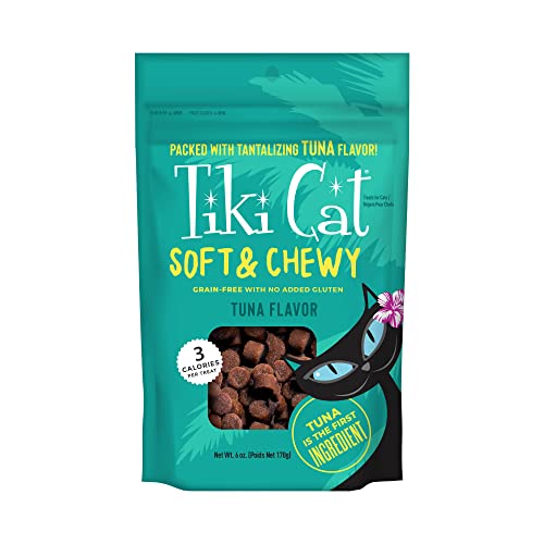 Tiki Cat Low-Calorie Grain-Free Tuna Flavor Soft and Chewy Cat Treats - 6 Oz - Case of 12