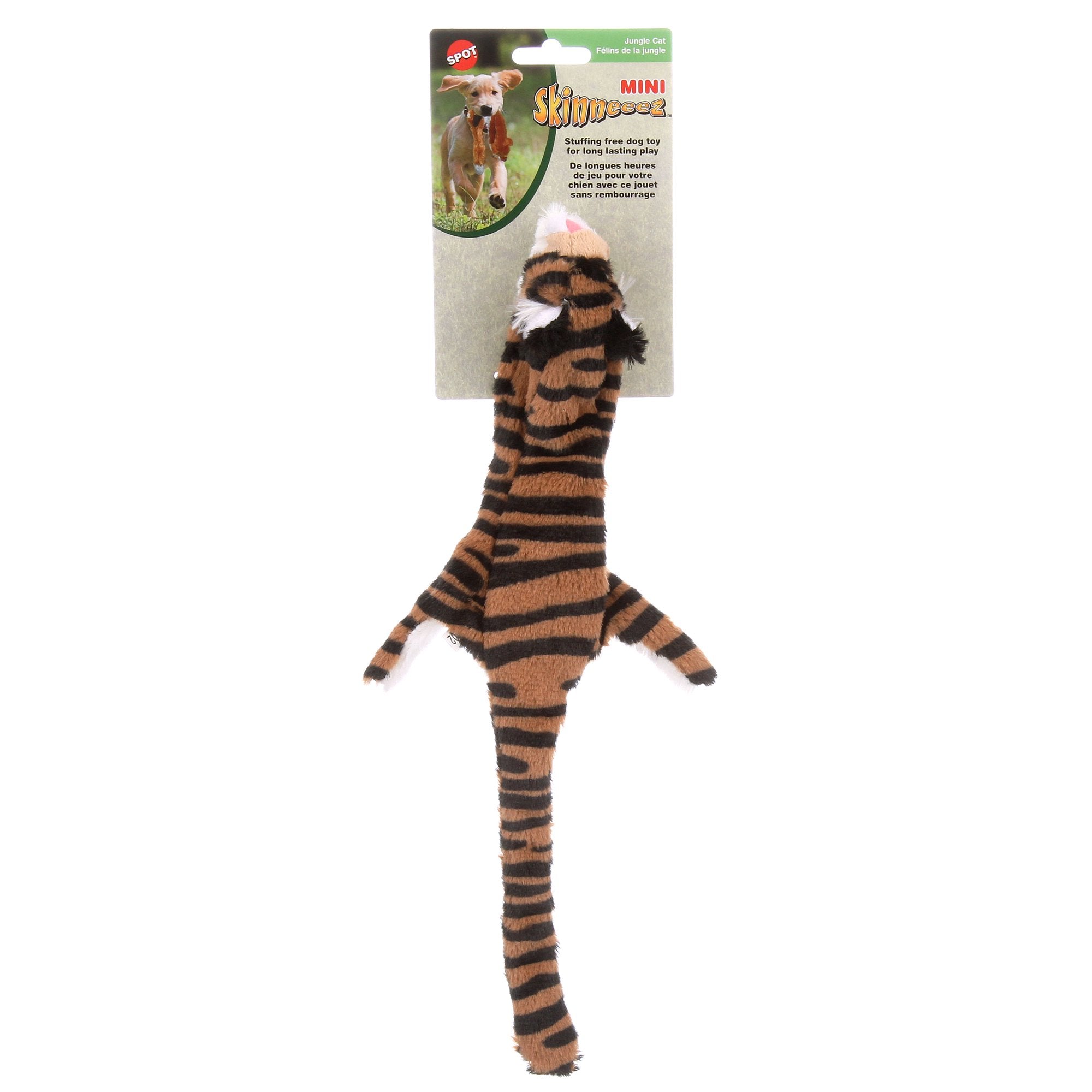 Ethical SPOT Skinneeez Stuffing-Free Jungle Cat Squeak and Soft Dog Toy - Small - 14 Inch