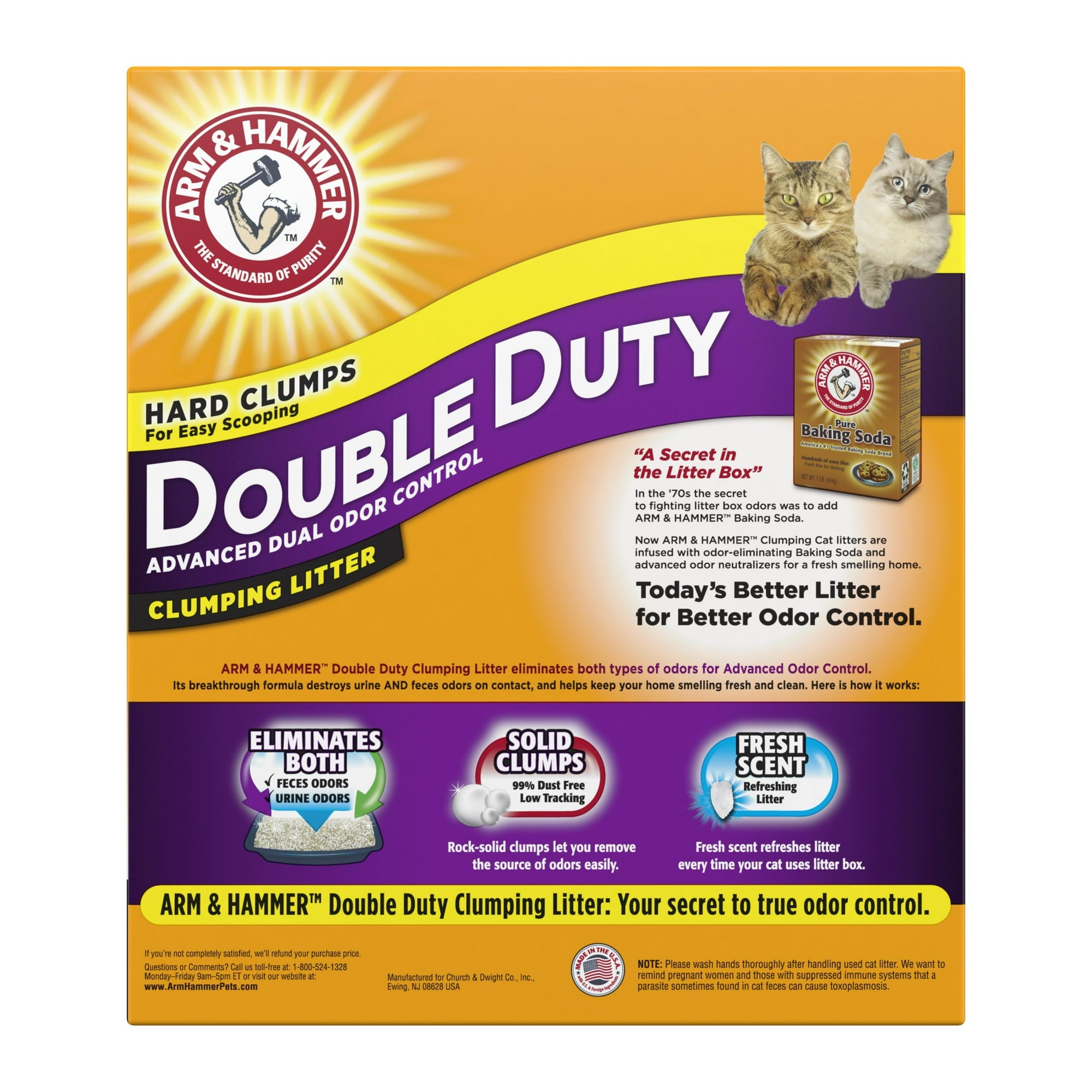 Arm & Hammer Double Duty Advanced Dual-Odor Control Clay Clumping Cat Litter - 40 Lbs Default Title