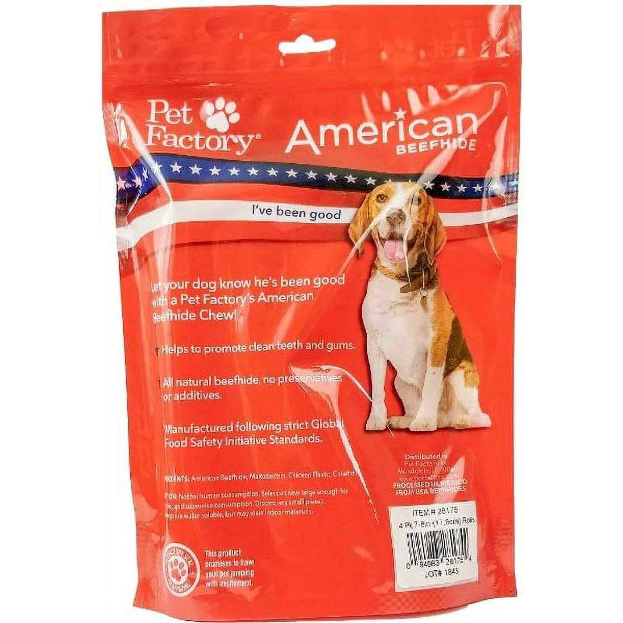 Pet Factory American Beefhide Rolls Chicken Flavored Natural Dog Chews