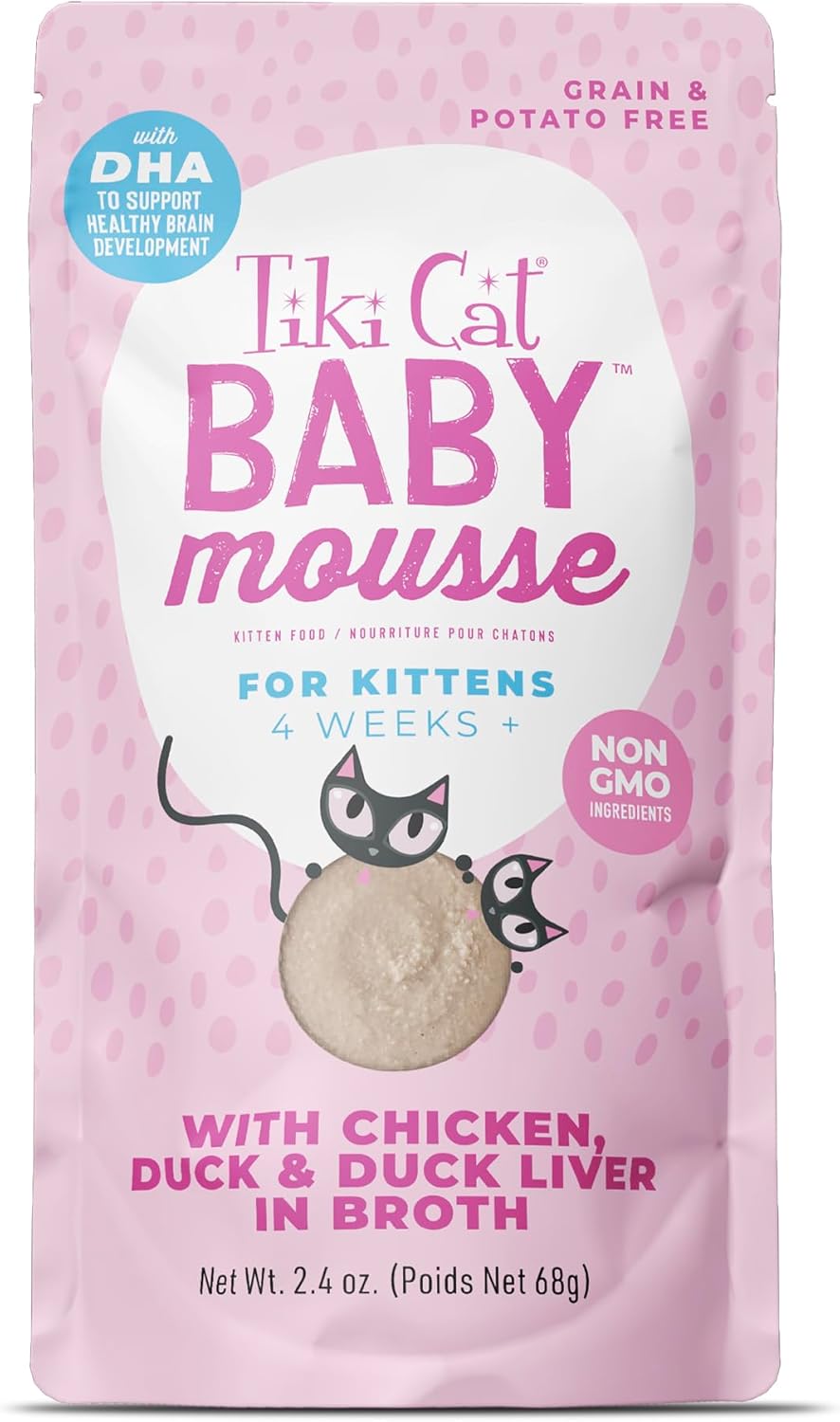 Tiki Cat Baby Mousse Grain-Free Chicken Duck and Duck Liver in Broth Kitten Wet Cat Food Pouch - 2.4 Oz - Case of 12 Default Title