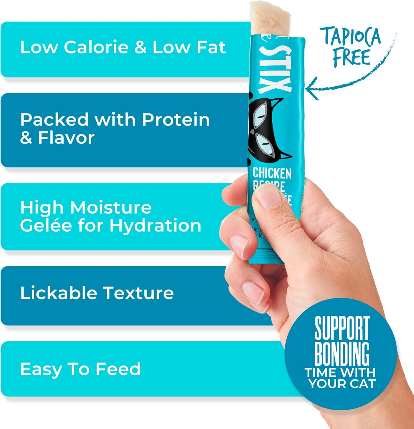 Tiki Cat Stix Gelee Low-Fat Chicken and Chicken Broth Lickable Cat Treats in Pouch - .5 Oz - 6 Pack - Case of 12