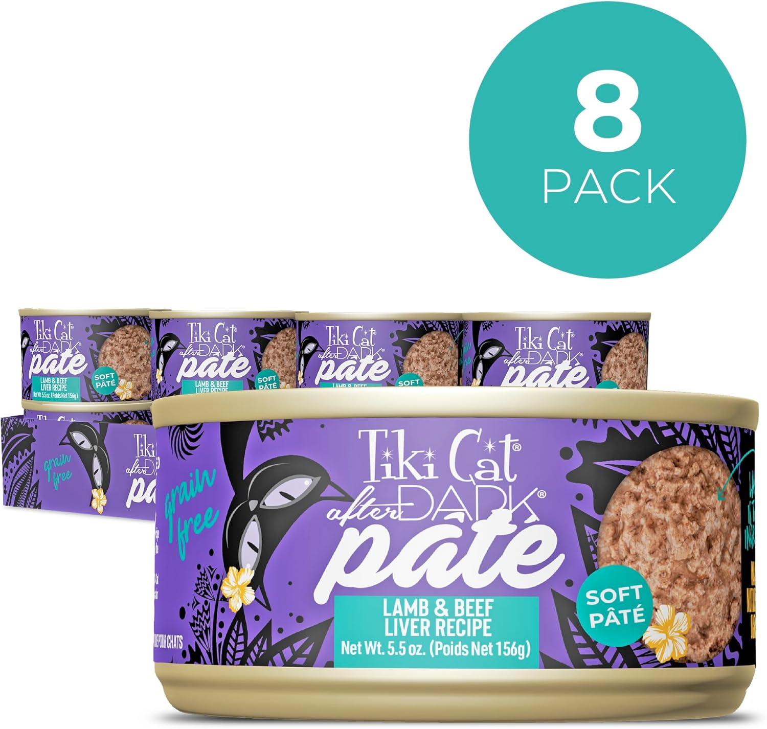Tiki Cat After Dark Soft Pate Grain-Free Lamb and Beef Liver Adult Canned Cat Food