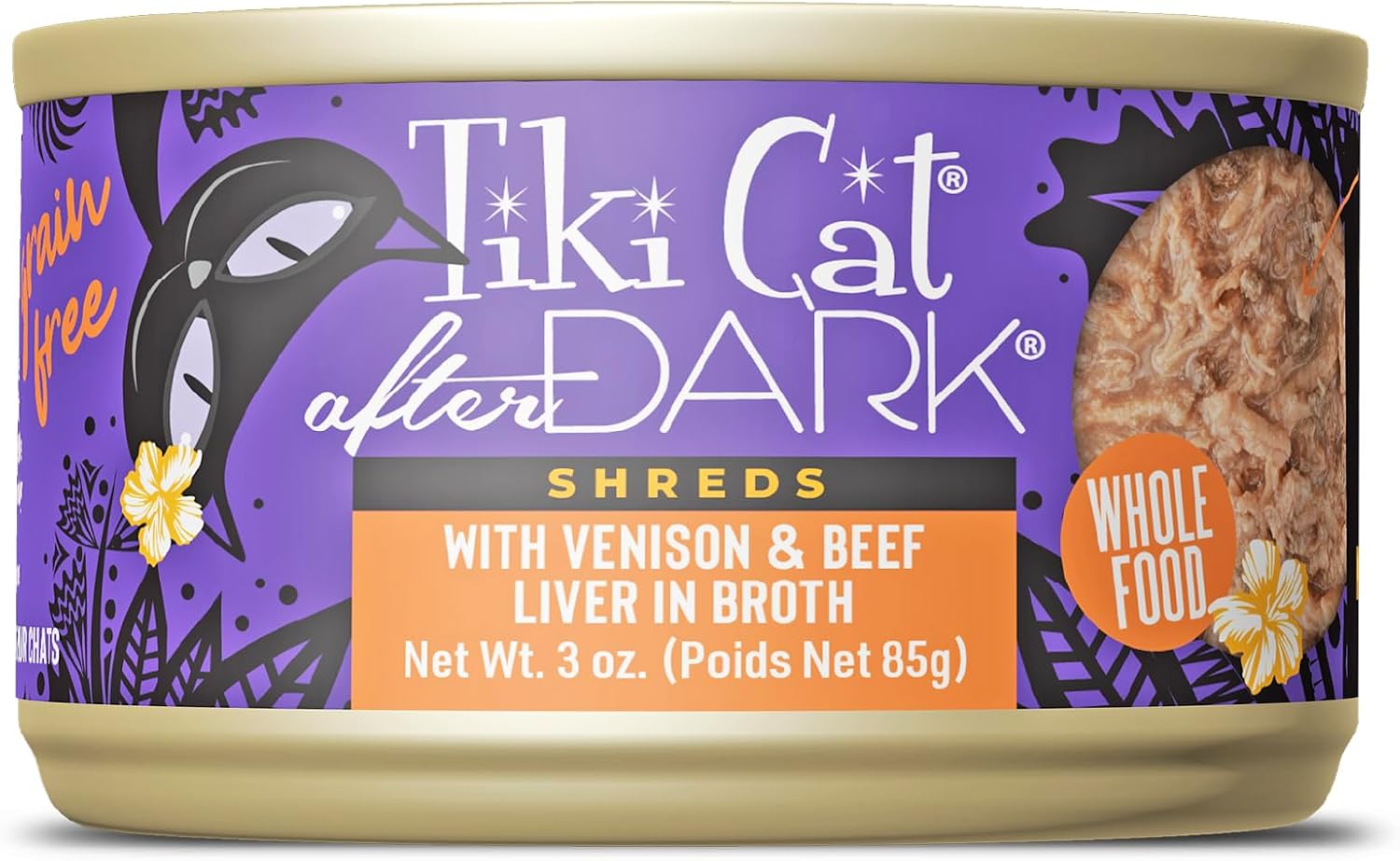 Tiki Cat After Dark Shreds Grain-Free Venison with Beef Liver in Broth Adult Canned Cat Food - 3 Oz - Case of 12 Default Title