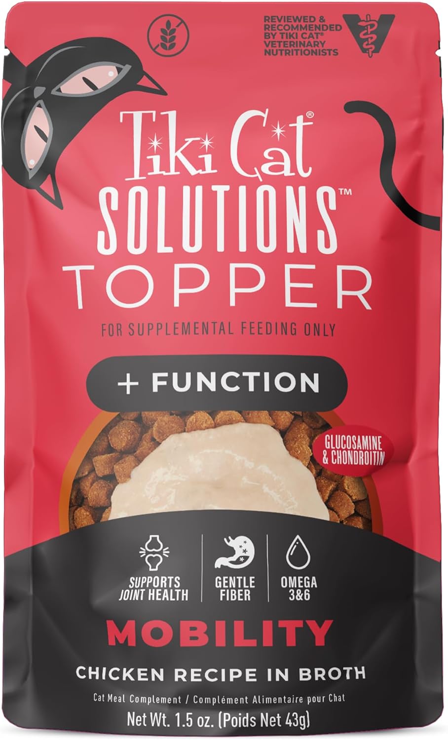 Tiki Cat Solutions Mobility +Function Chicken in Broth Supplemental Wet Cat Food Topper Pouch - 1.5 Oz - Case of 12 Default Title