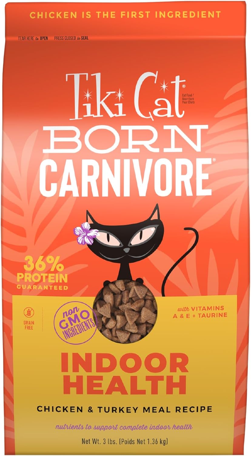 Tiki Cat Born Carnivore Indoor Health Grain-Free High-Protein Chicken and Turkey Dry Cat Food - 3 Lbs Default Title