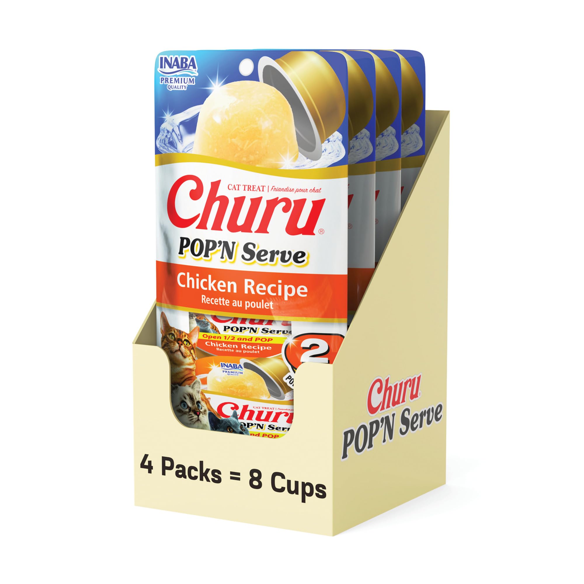 Inaba Churu Pop N' Serve Chicken Jelly Cups Cat Treats with Vitamin E and Taurine - 2.4 Oz - 4 Pack Default Title