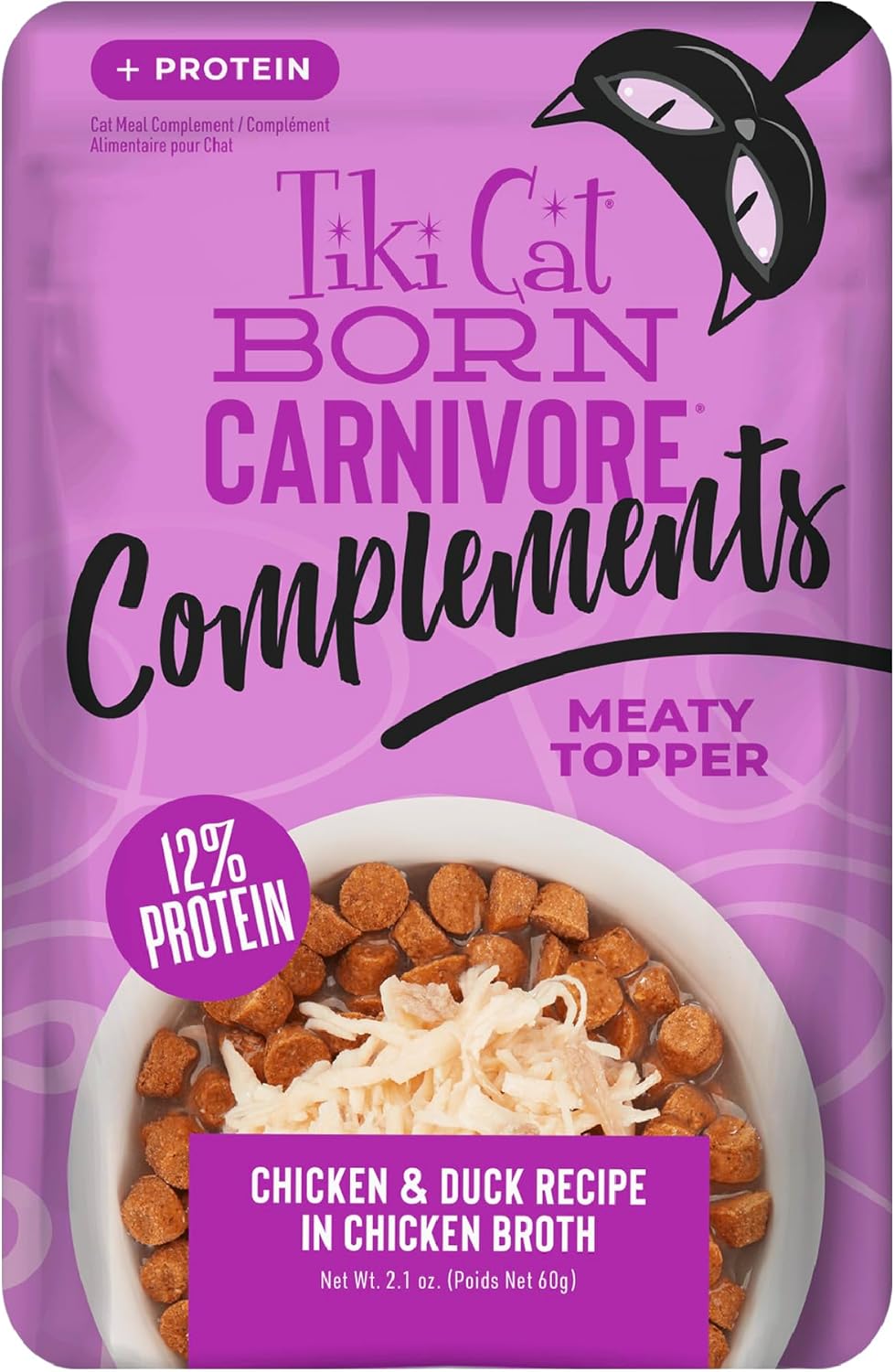 Tiki Cat Born Carnivore Compliments Meaty Chicken and Duck in Broth Wet Cat Food Topper Pouch - 2.1 Oz - Case of 12 Default Title