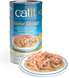 Catit Divine Shreds in Jelly Tuna and Chicken with Wakame Canned Cat Food - 3 Oz - 4 Pack - Case of 6 Default Title