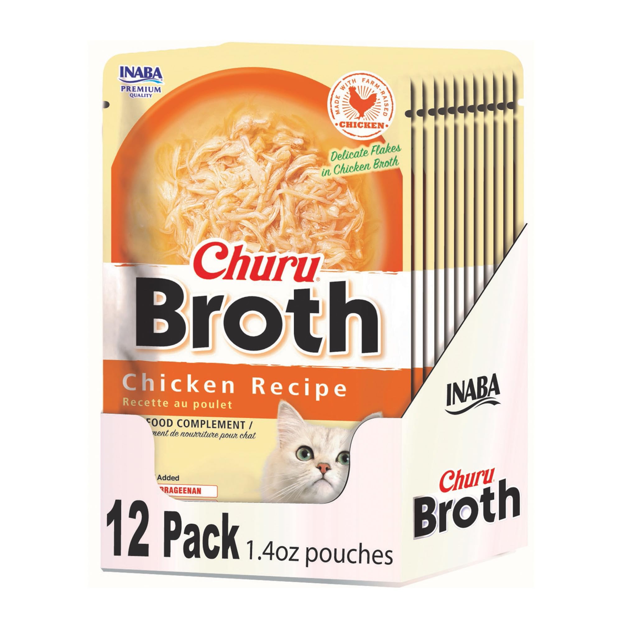 Inaba Churu Broth with Shredded Chicken Wet Cat Food or Topper Pouch - 1.4 Oz - 12 Pack Default Title
