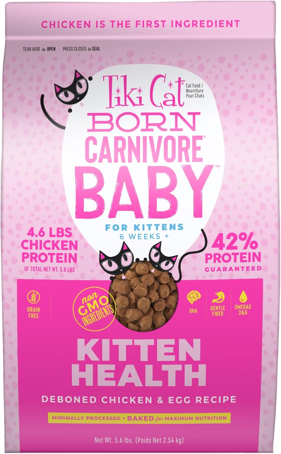 Tiki Cat Born Carnivore Baby Grain-Free High-Protein Chicken and Egg Kitten Dry Cat Food - 5.6 Lbs Default Title