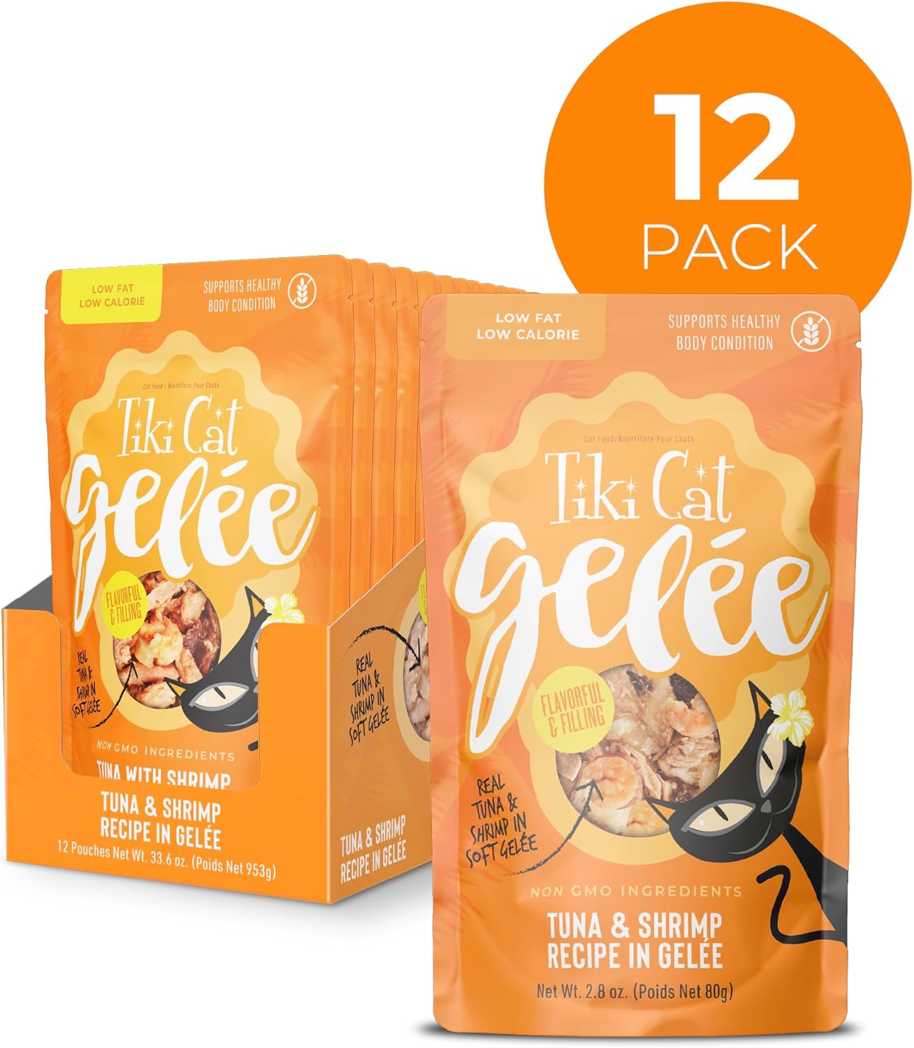 Tiki Cat Gelee Low-Fat Tuna and Shrimp in Gelee Recipe Wet Cat Food Pouch - 2.8 Oz - Case of 12