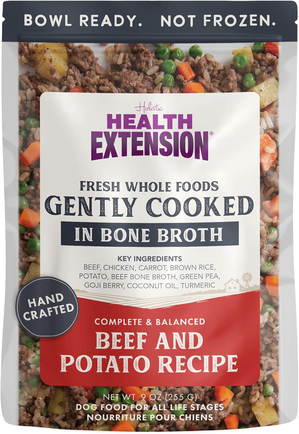 Health Extension Gently Cooked Beef and Potato in Bone Broth Wet Dog Food Pouch 9 Oz - 10 Pack
