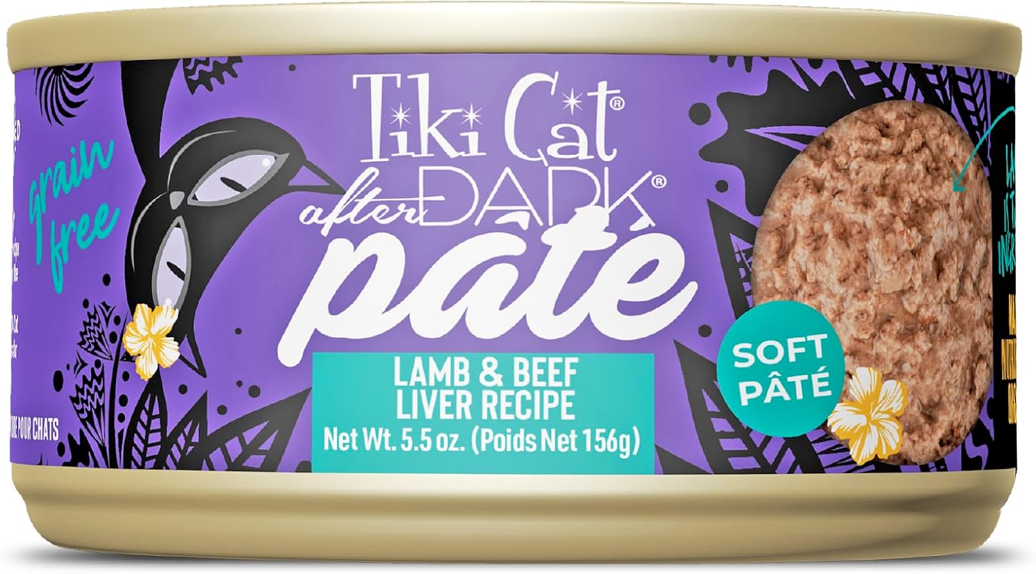 Tiki Cat After Dark Soft Pate Grain-Free Lamb and Beef Liver Adult Canned Cat Food 5.5 Oz - Case of 8