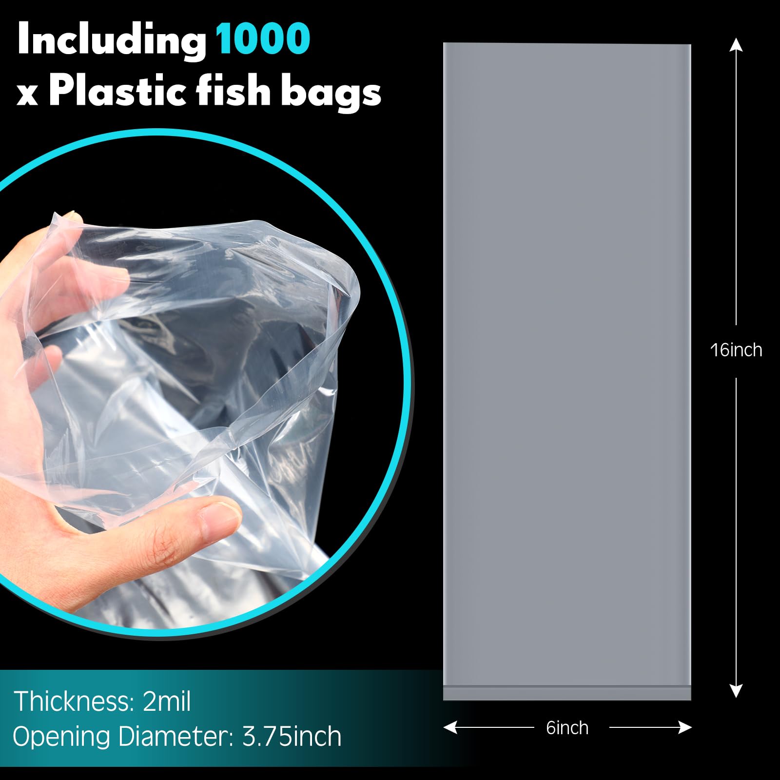 MDT Packaging Poly Fish Bag - 6X16 In - 1000 Count  