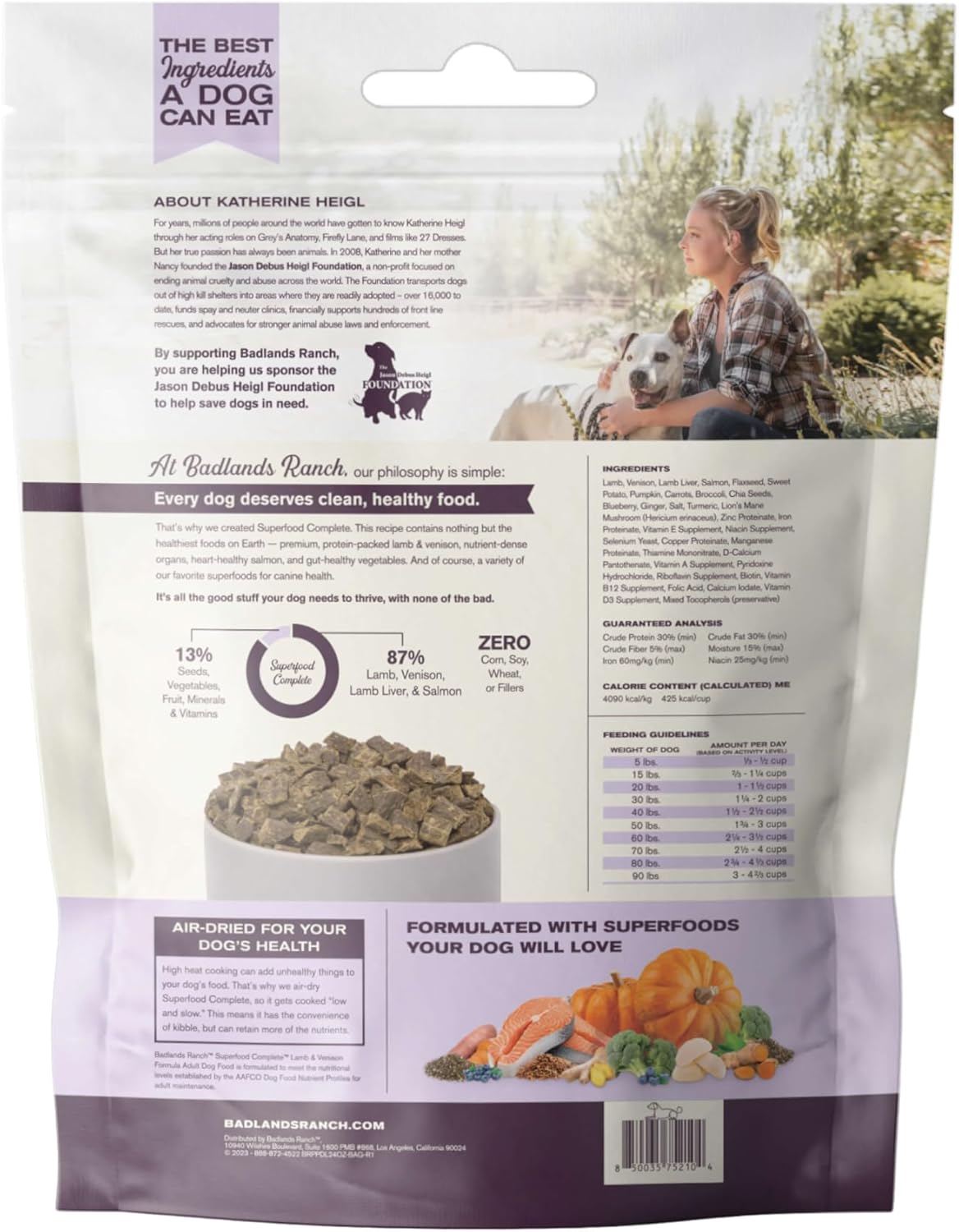 Badlands Ranch Superfood Complete High-Protein Lamb and Venison Air-Dried Dog Food 24 Ounce