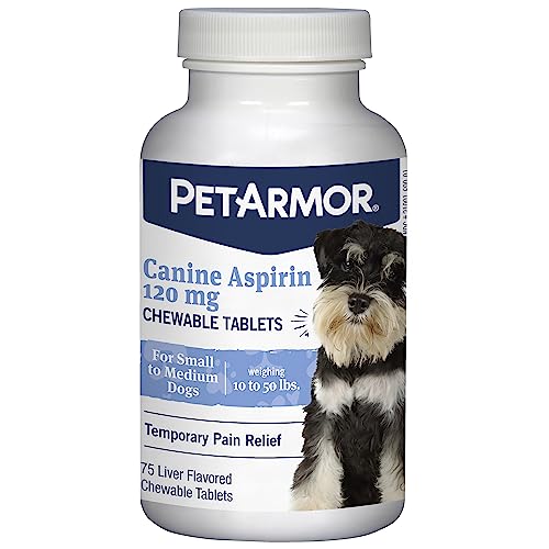 Pet Armor Aspirin Pain-Relief Medicine Chewable Tablets for Small Dogs 10-20 Lbs - 120MG - 75 Tablets Default Title