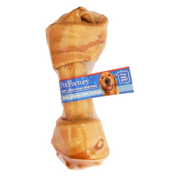 Pet Factory American Beefhide Basted Bone Chicken Flavored Natural Dog Chew 7-8 Inch