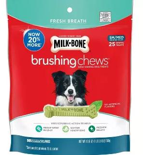Milk-Bone Original Bone Brushing Chews Fresh Mint Flavored Dental Dog Treats - Small/Medium - 19.6 Oz - 25 Count - 5 Pack Default Title