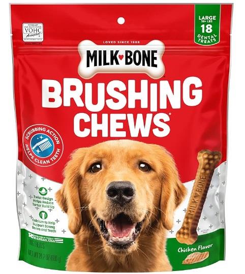Milk-Bone Original Bone Brushing Chews Fresh Mint Flavored Dental Dog Treats - Large - 24.2 Oz - 18 Count - 5 Pack Default Title